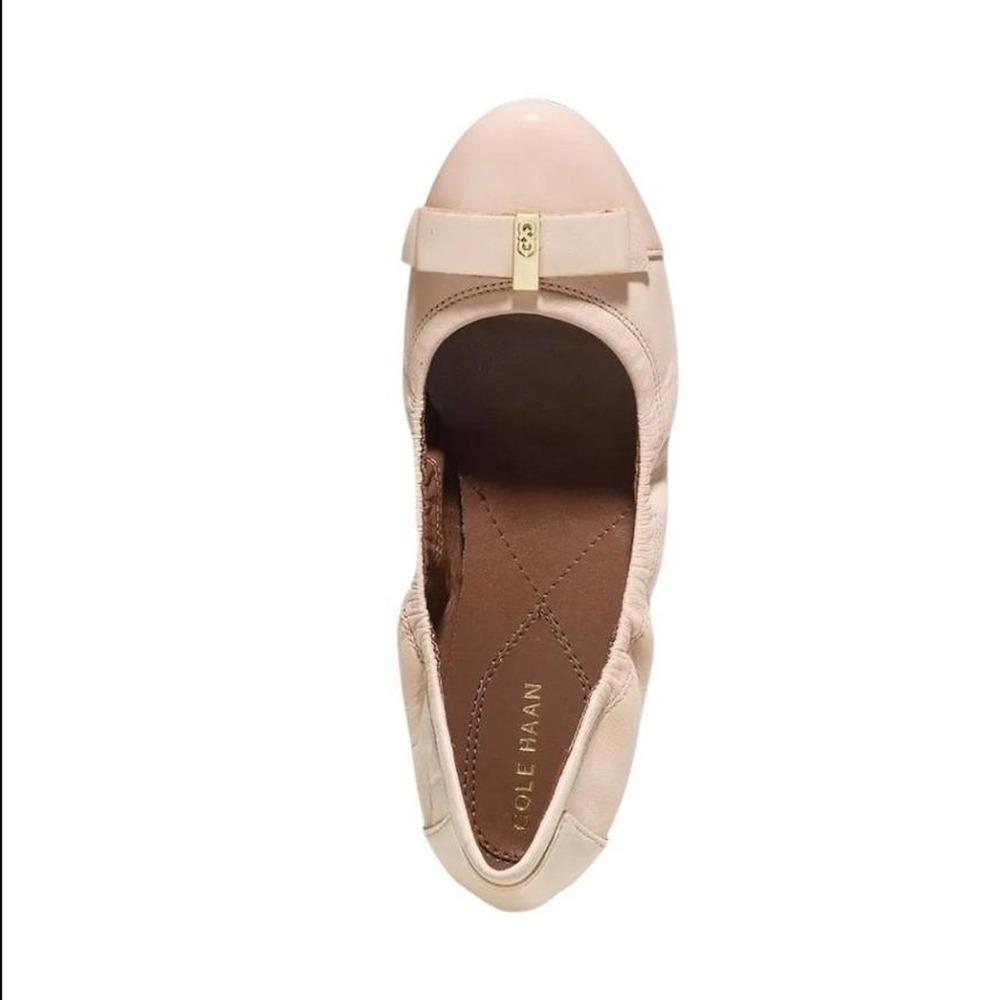 Nude Gold Ballet Flats Bow Leather Quiet Luxury Cole Haan Elsie
